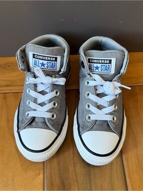 Converse Kids Gray High Top Sneakers with White Trim